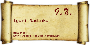 Igari Nadinka névjegykártya